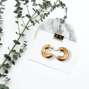 (Brand New) Chubby Gold Half Hoop Earrings